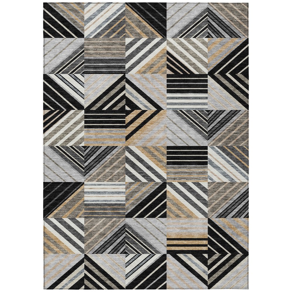 Machine Washable Indoor/Outdoor Chantille ACN2399 Black 10' x 14' Rug. Picture 1