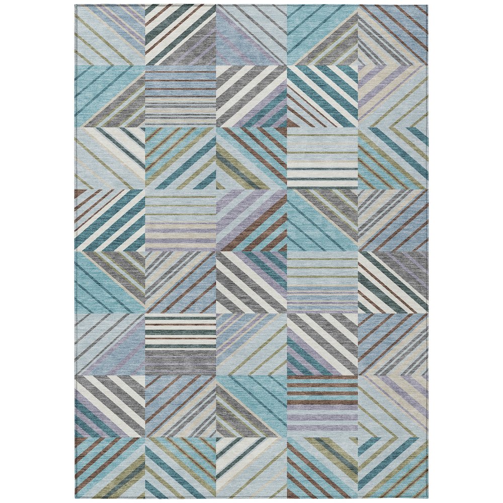 Machine Washable Indoor/Outdoor Chantille ACN2399 Teal 10' x 14' Rug. Picture 1
