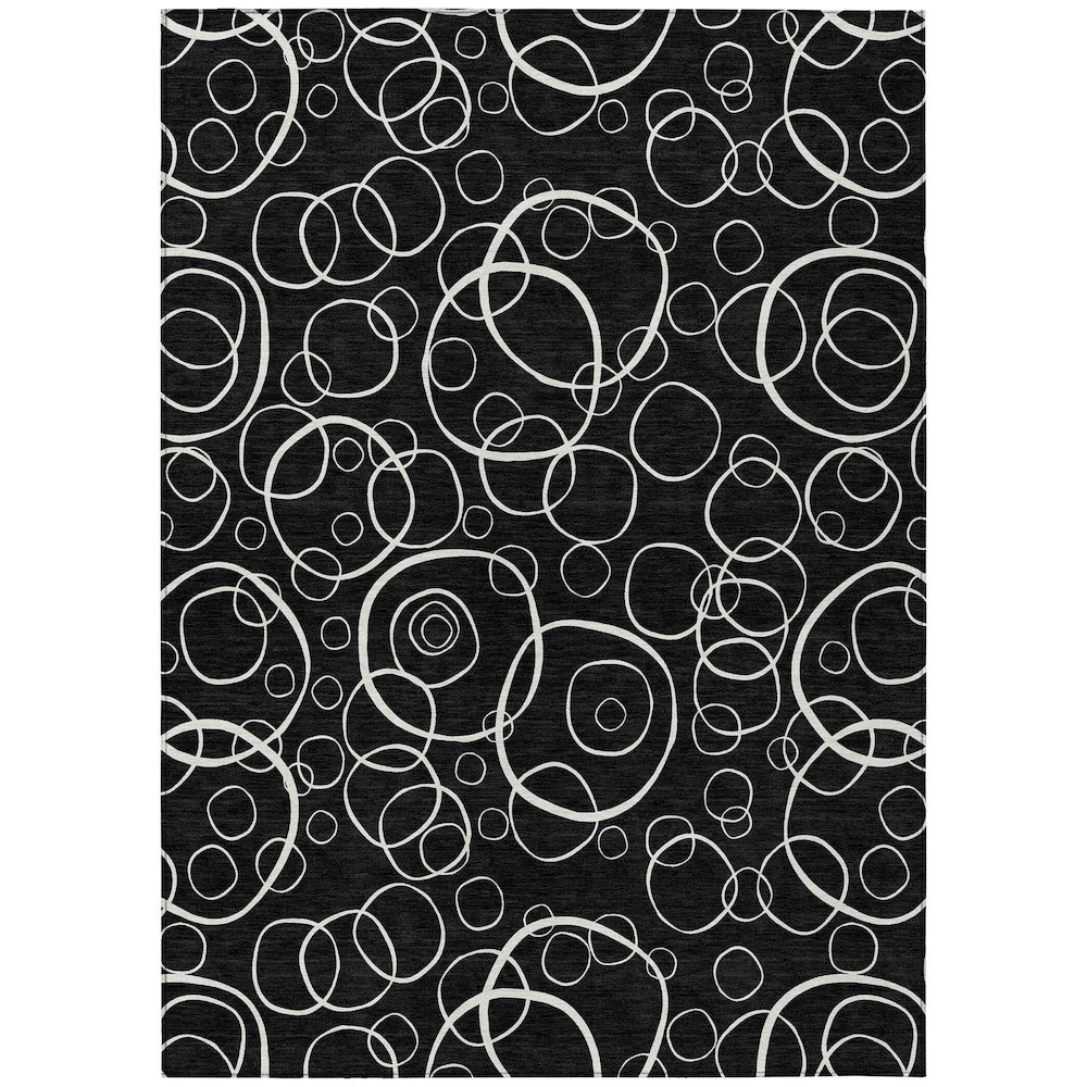 Machine Washable Indoor/Outdoor Chantille ACN2407 Black 10' x 14' Rug. Picture 1
