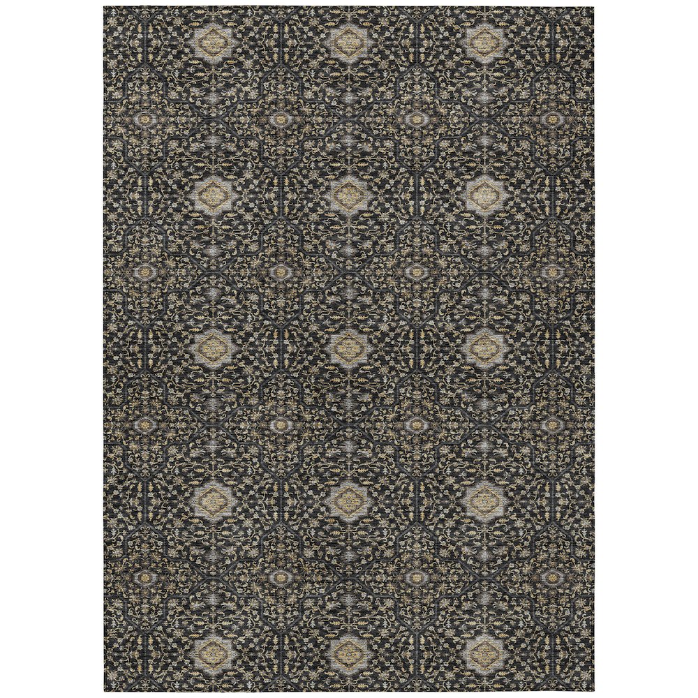 Machine Washable Indoor/Outdoor Chantille ACN2409 Black 10' x 14' Rug. Picture 1
