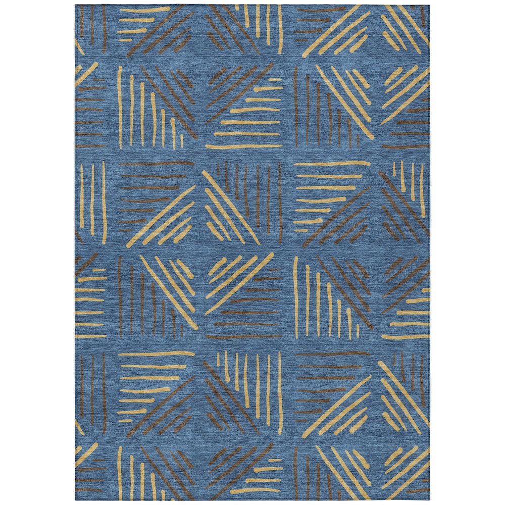 Machine Washable Indoor/Outdoor Chantille ACN2413 Blue 10' x 14' Rug. Picture 1