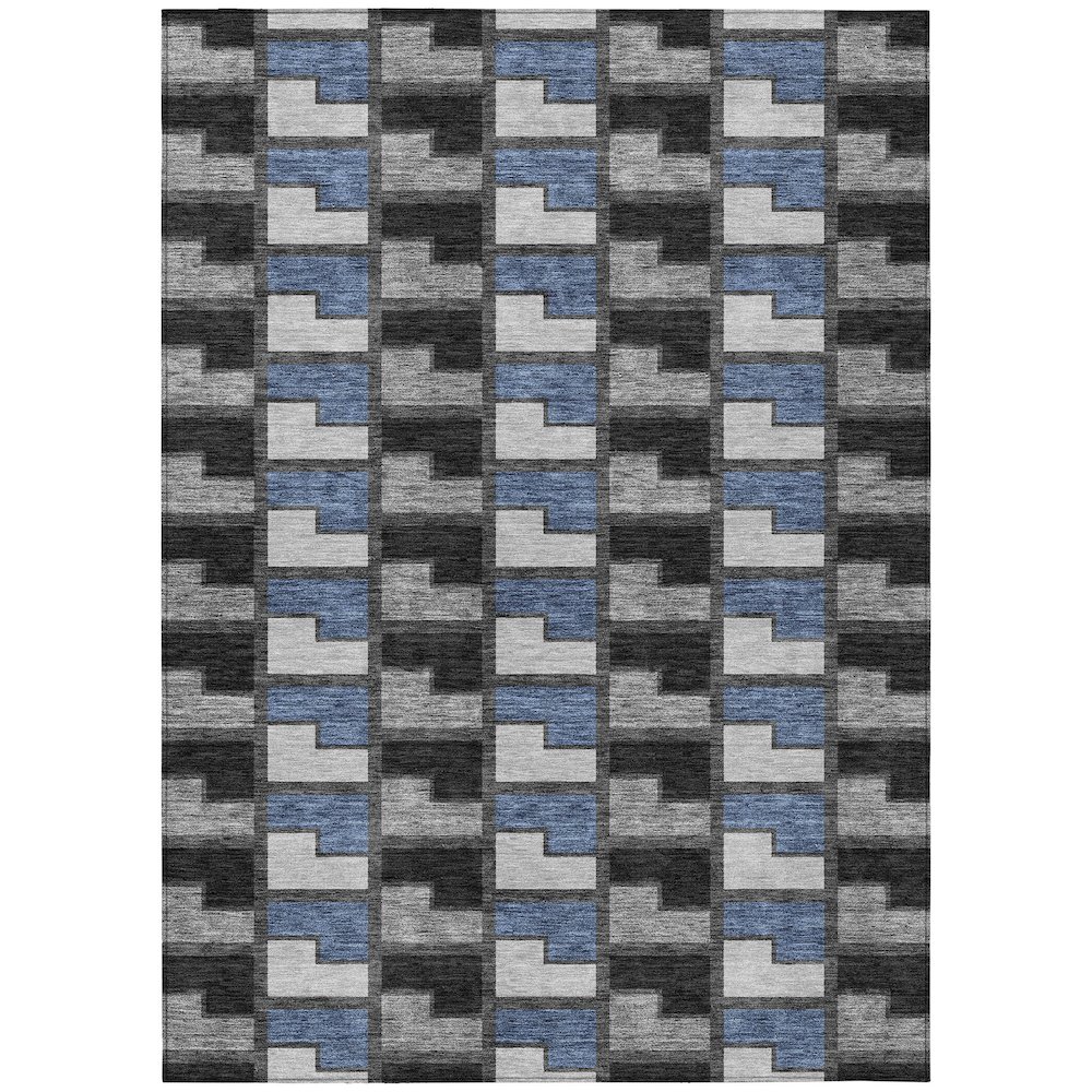 Machine Washable Indoor/Outdoor Chantille ACN2417 Black 10' x 14' Rug. Picture 1