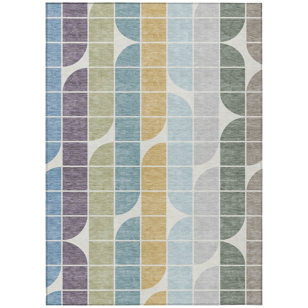 Machine Washable Indoor/Outdoor Chantille ACN2418 Blue 10' x 14' Rug. Picture 1