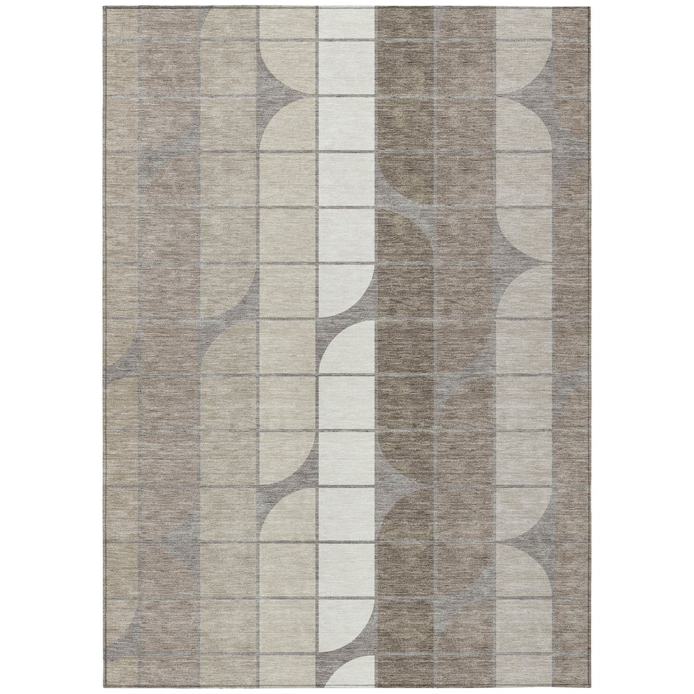 Machine Washable Indoor/Outdoor Chantille ACN2418 Brown 10' x 14' Rug. Picture 1