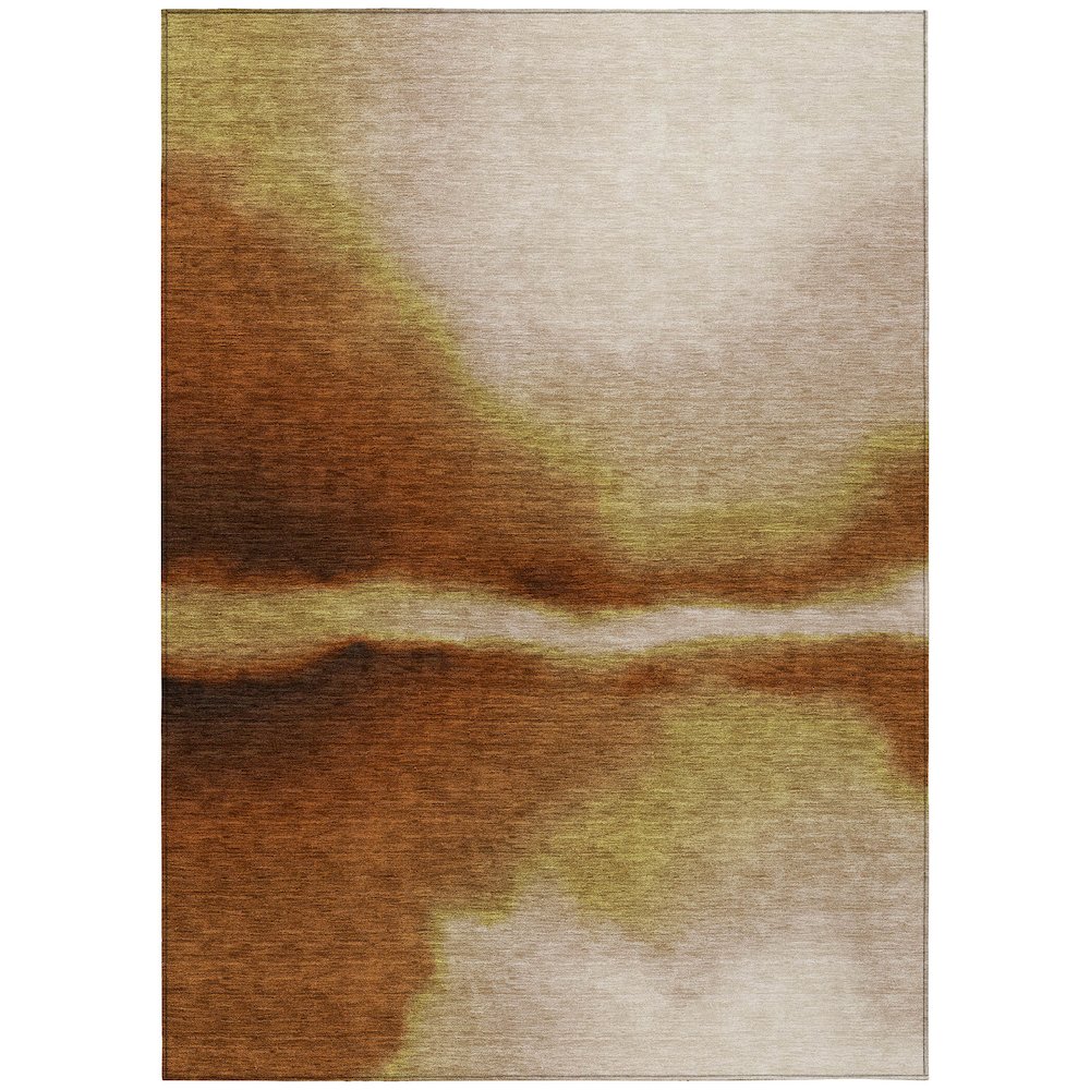 Machine Washable Indoor/Outdoor Chantille ACN2419 Orange 10' x 14' Rug. Picture 1