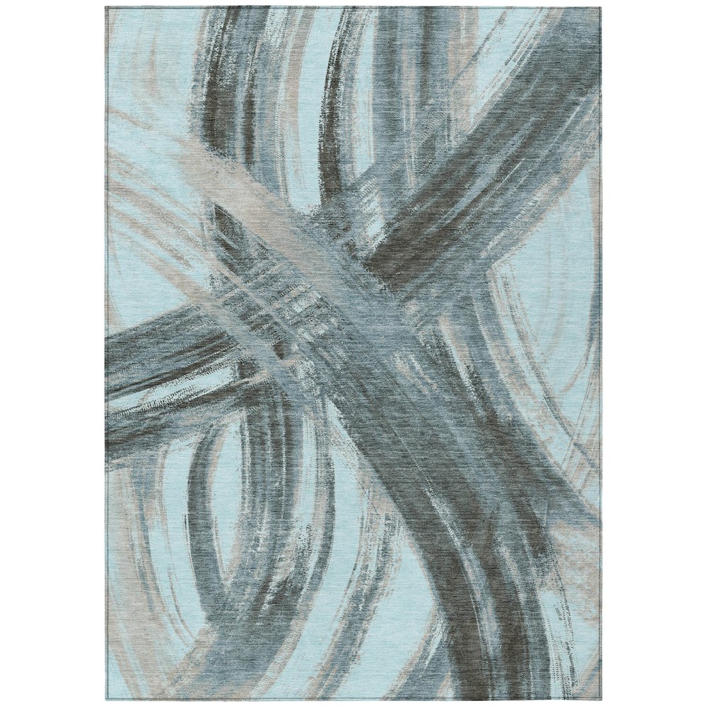 Machine Washable Indoor/Outdoor Chantille ACN2421 Teal 10' x 14' Rug. Picture 1