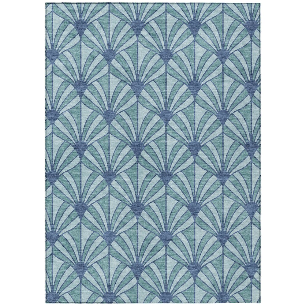 Machine Washable Indoor/Outdoor Chantille ACN2426 Teal 10' x 14' Rug. Picture 1