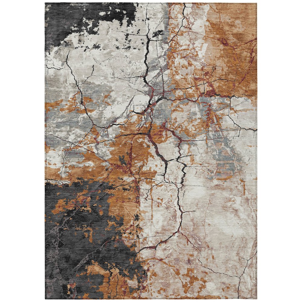 Machine Washable Indoor/Outdoor Chantille ACN2431 Orange 10' x 14' Rug. Picture 1