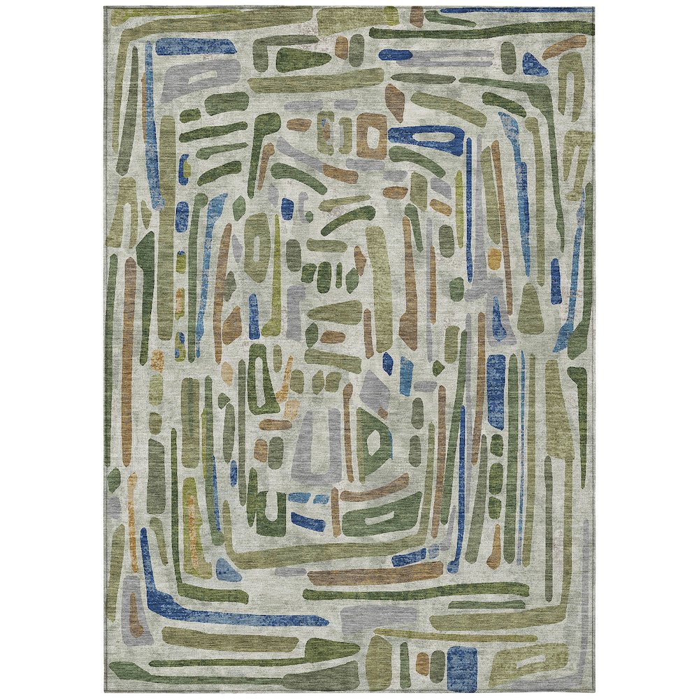 Machine Washable Indoor/Outdoor Chantille ACN2432 Green 10' x 14' Rug. Picture 1