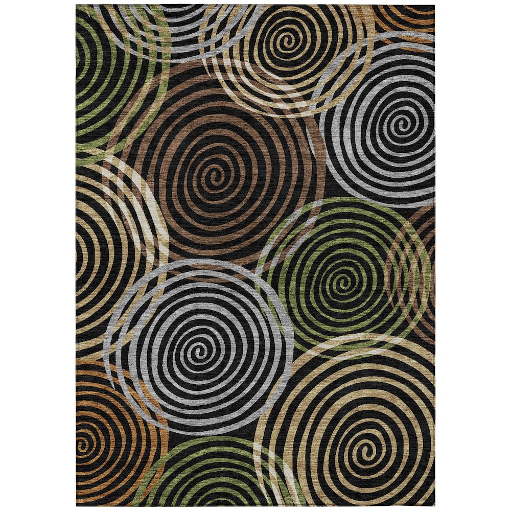 Machine Washable Indoor/Outdoor Chantille ACN2435 Black 10' x 14' Rug. Picture 1