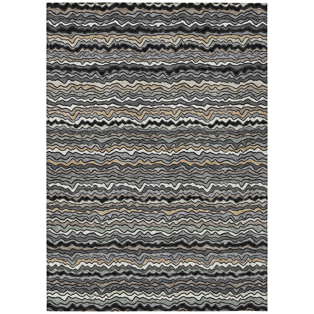 Machine Washable Indoor/Outdoor Chantille ACN2436 Black 10' x 14' Rug. Picture 1