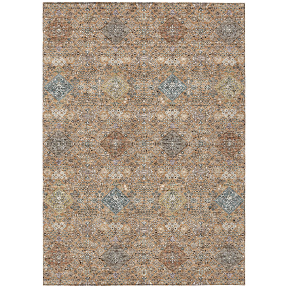 Machine Washable Indoor/Outdoor Chantille ACN2440 Orange 10' x 14' Rug. Picture 1