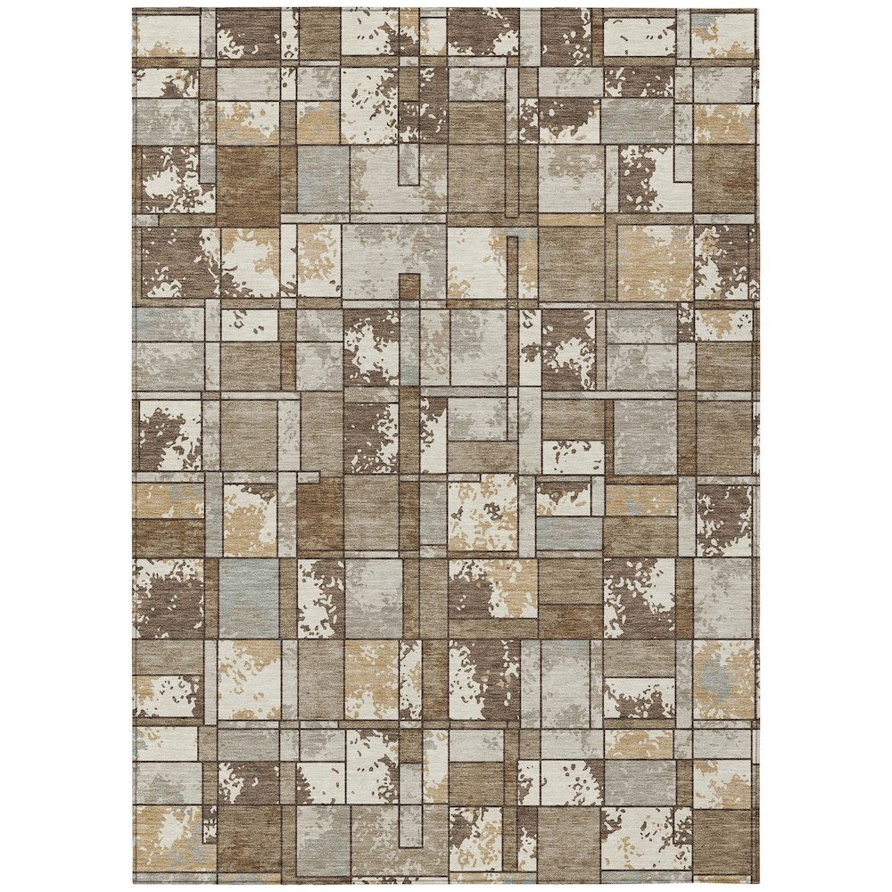 Machine Washable Indoor/Outdoor Chantille ACN2442 Brown 10' x 14' Rug. Picture 1