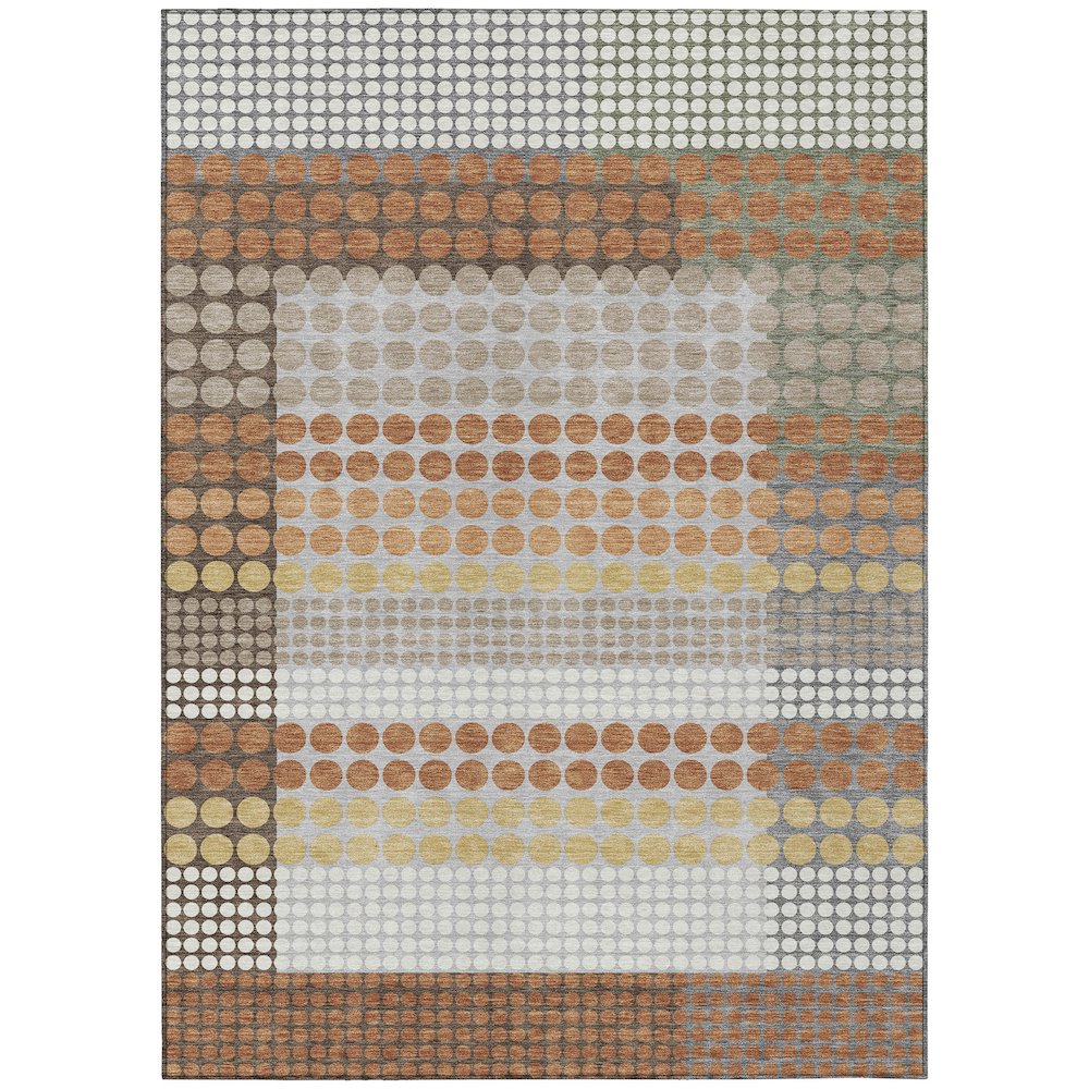 Machine Washable Indoor/Outdoor Chantille ACN2445 Orange 10' x 14' Rug. Picture 1