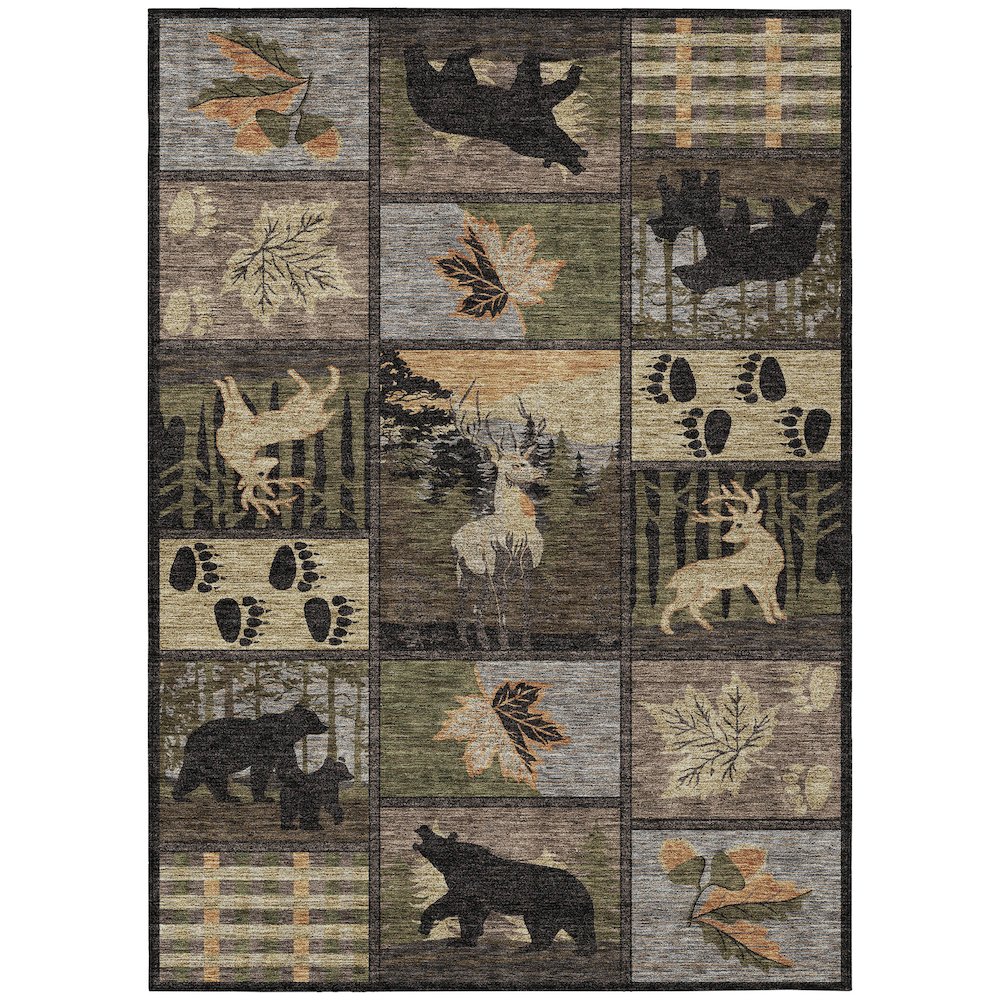 Machine Washable Indoor/Outdoor Chantille ACN2448 Black 10' x 14' Rug. Picture 1