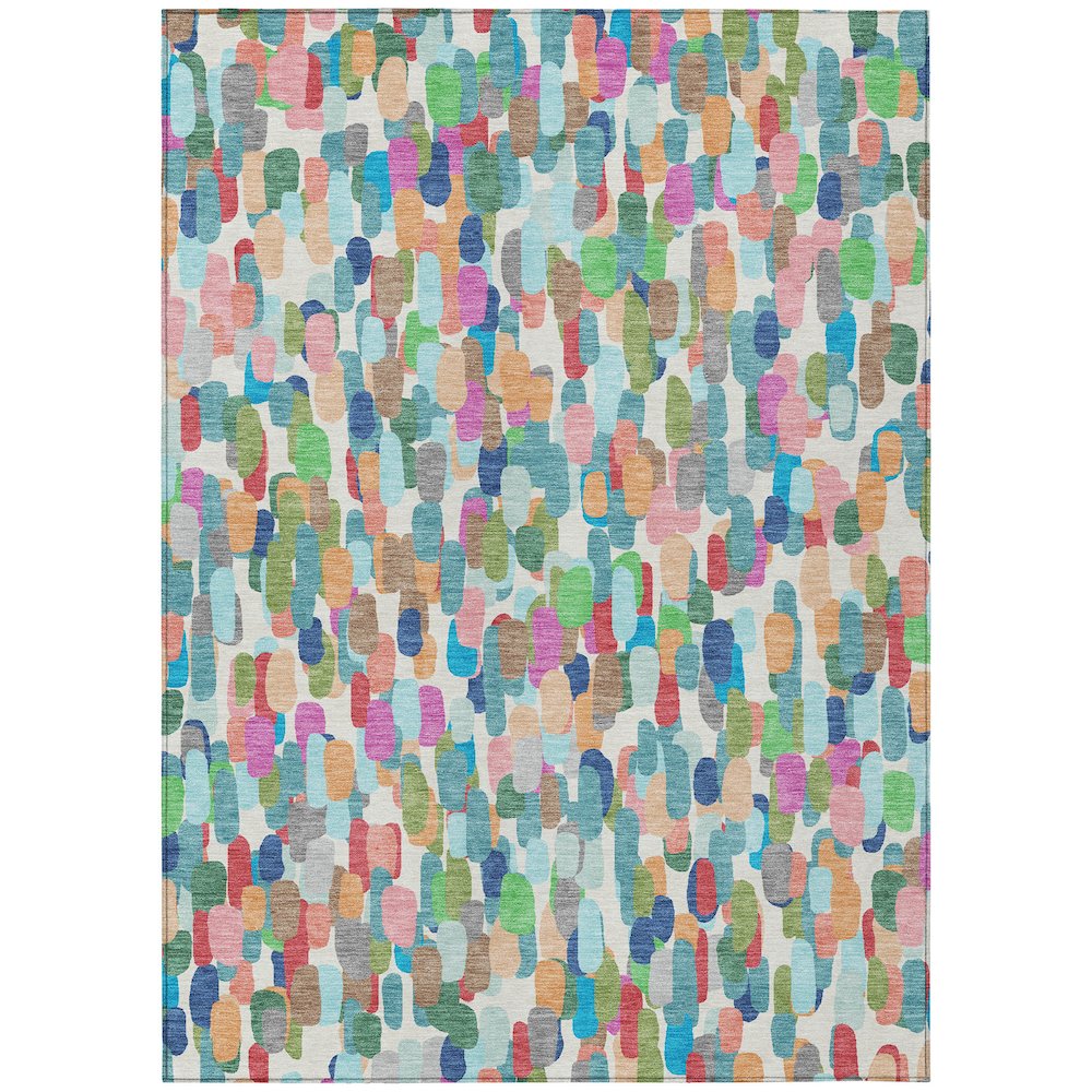 Machine Washable Indoor/Outdoor Chantille ACN2451 Teal 10' x 14' Rug. Picture 1