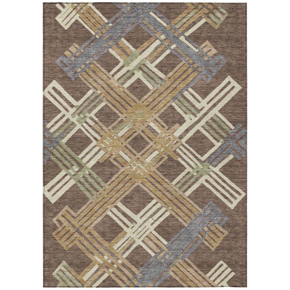 Machine Washable Indoor/Outdoor Chantille ACN2452 Brown 10' x 14' Rug. Picture 1