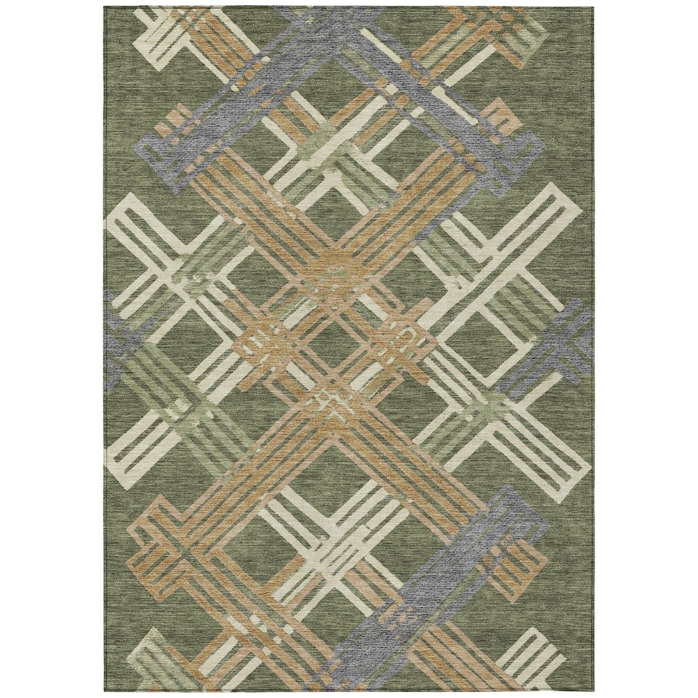 Machine Washable Indoor/Outdoor Chantille ACN2452 Green 10' x 14' Rug. Picture 1