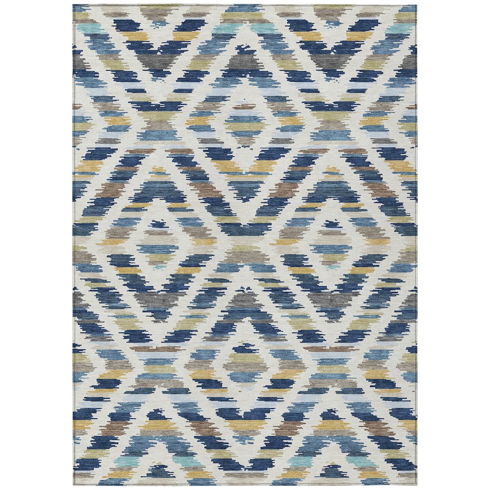 Machine Washable Indoor/Outdoor Chantille ACN2453 Blue 10' x 14' Rug. Picture 1