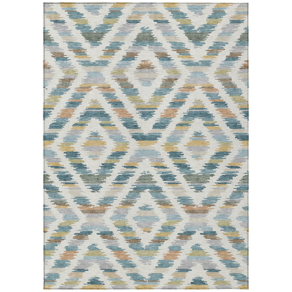 Machine Washable Indoor/Outdoor Chantille ACN2453 Teal 10' x 14' Rug. Picture 1