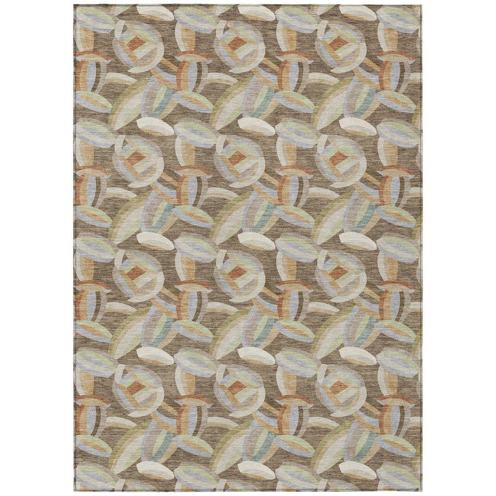 Machine Washable Indoor/Outdoor Chantille ACN2454 Brown 10' x 14' Rug. Picture 1