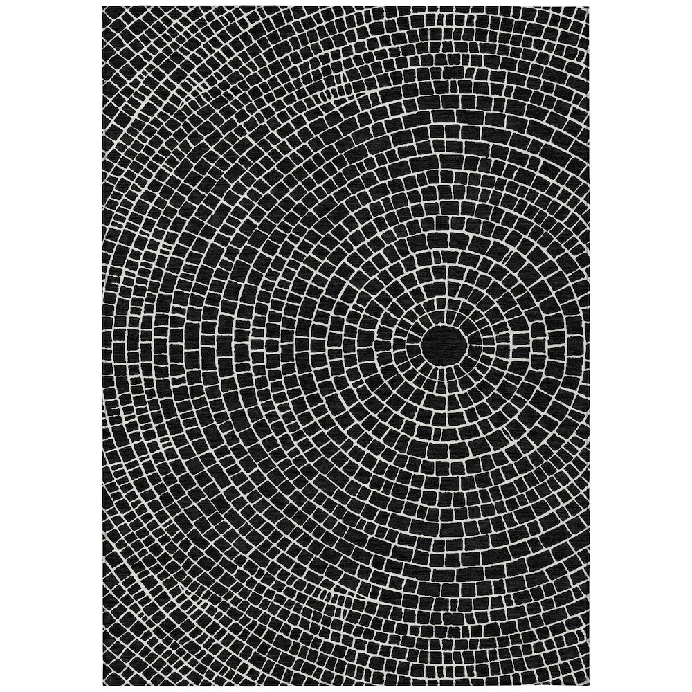 Machine Washable Indoor/Outdoor Chantille ACN2455 Black 10' x 14' Rug. Picture 1