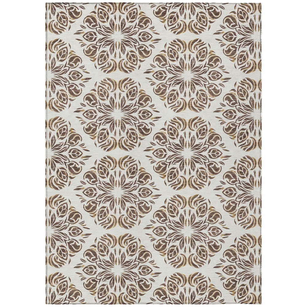 Machine Washable Indoor/Outdoor Chantille ACN2456 Brown 10' x 14' Rug. Picture 1