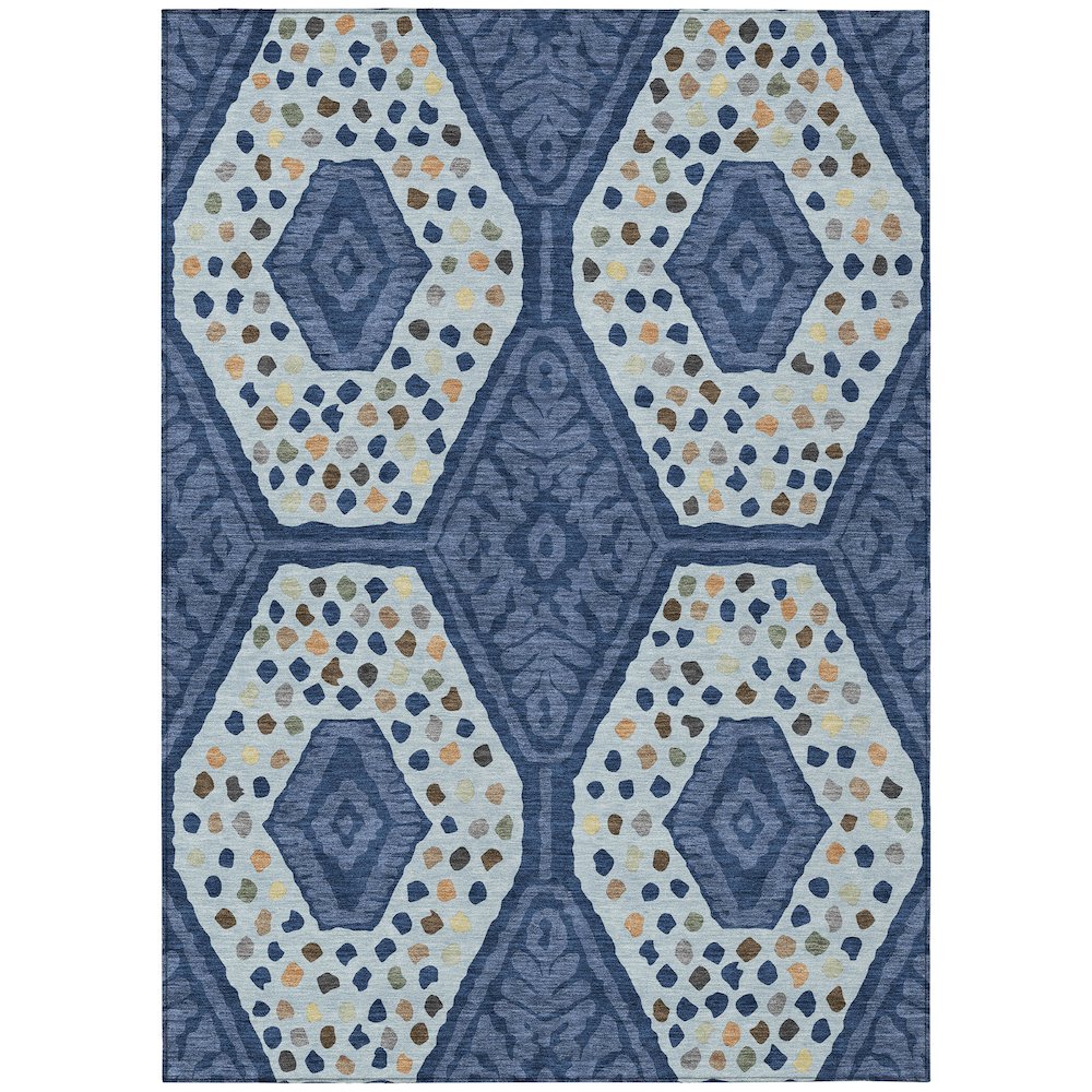 Machine Washable Indoor/Outdoor Chantille ACN2457 Blue 10' x 14' Rug. Picture 1