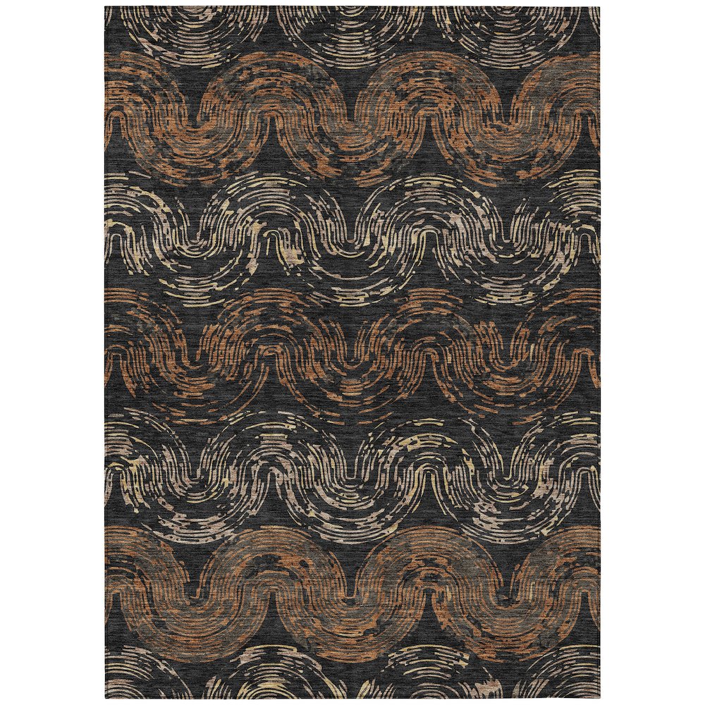 Machine Washable Indoor/Outdoor Chantille ACN2461 Black 10' x 14' Rug. Picture 1