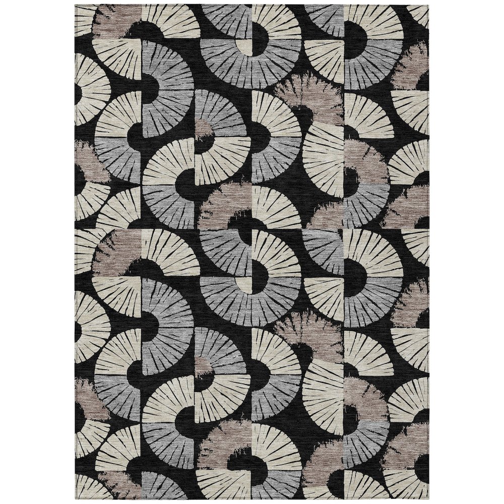 Machine Washable Indoor/Outdoor Chantille ACN2462 Black 10' x 14' Rug. Picture 1