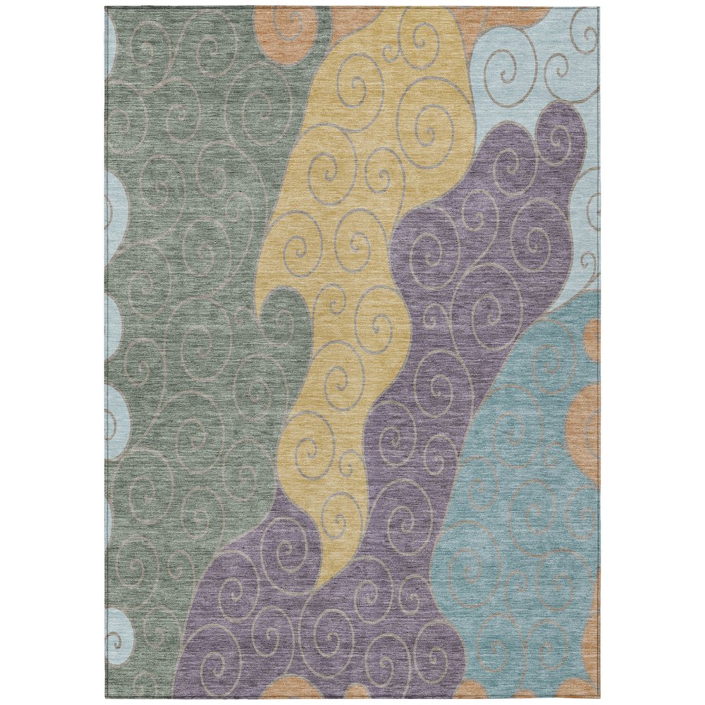 Machine Washable Indoor/Outdoor Chantille ACN2464 Green 10' x 14' Rug. Picture 1