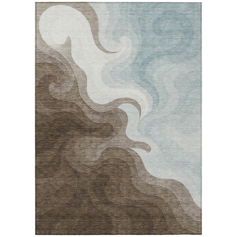 Machine Washable Indoor/Outdoor Chantille ACN2468 Brown 10' x 14' Rug. Picture 1