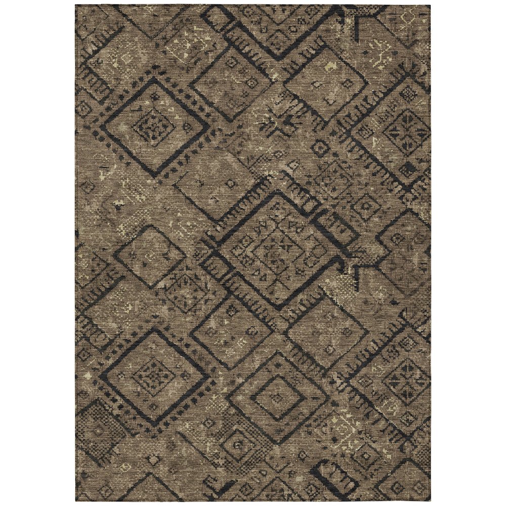 Machine Washable Indoor/Outdoor Chantille ACN2470 Brown 10' x 14' Rug. Picture 1