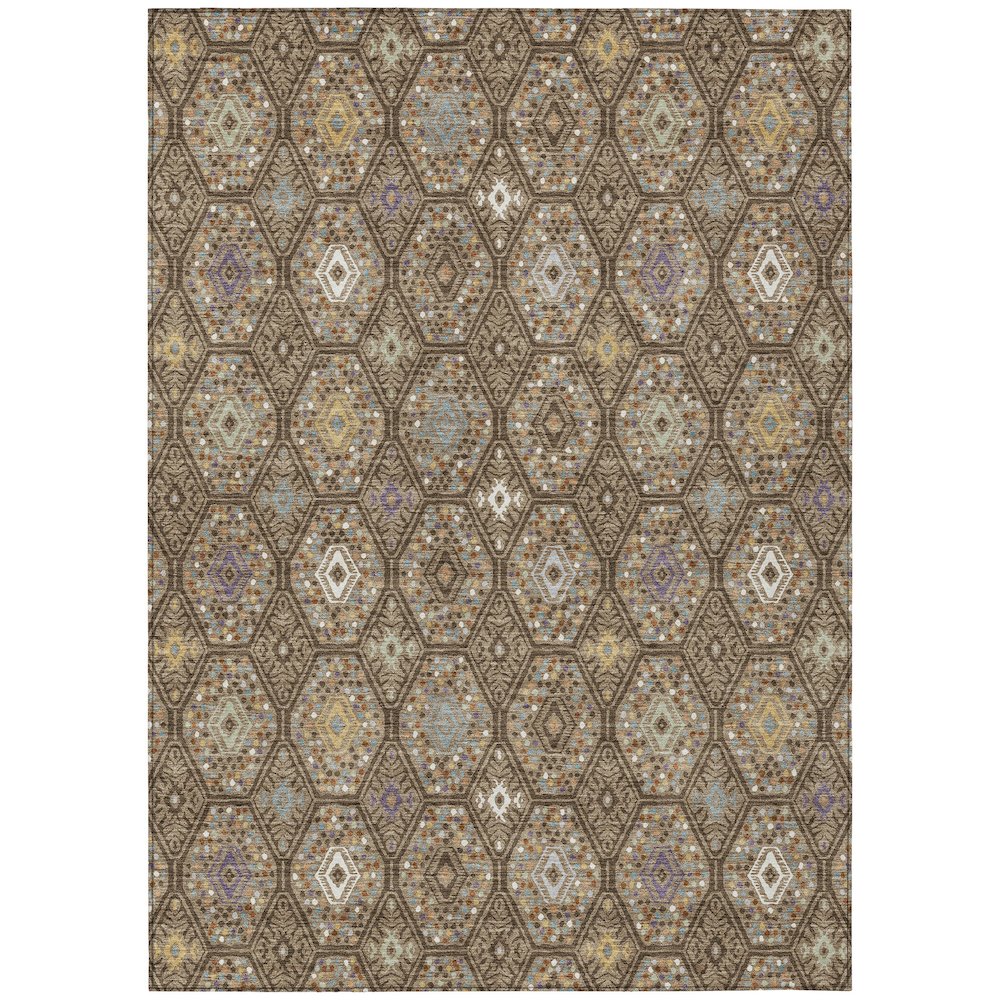 Machine Washable Indoor/Outdoor Chantille ACN2471 Brown 10' x 14' Rug. Picture 1