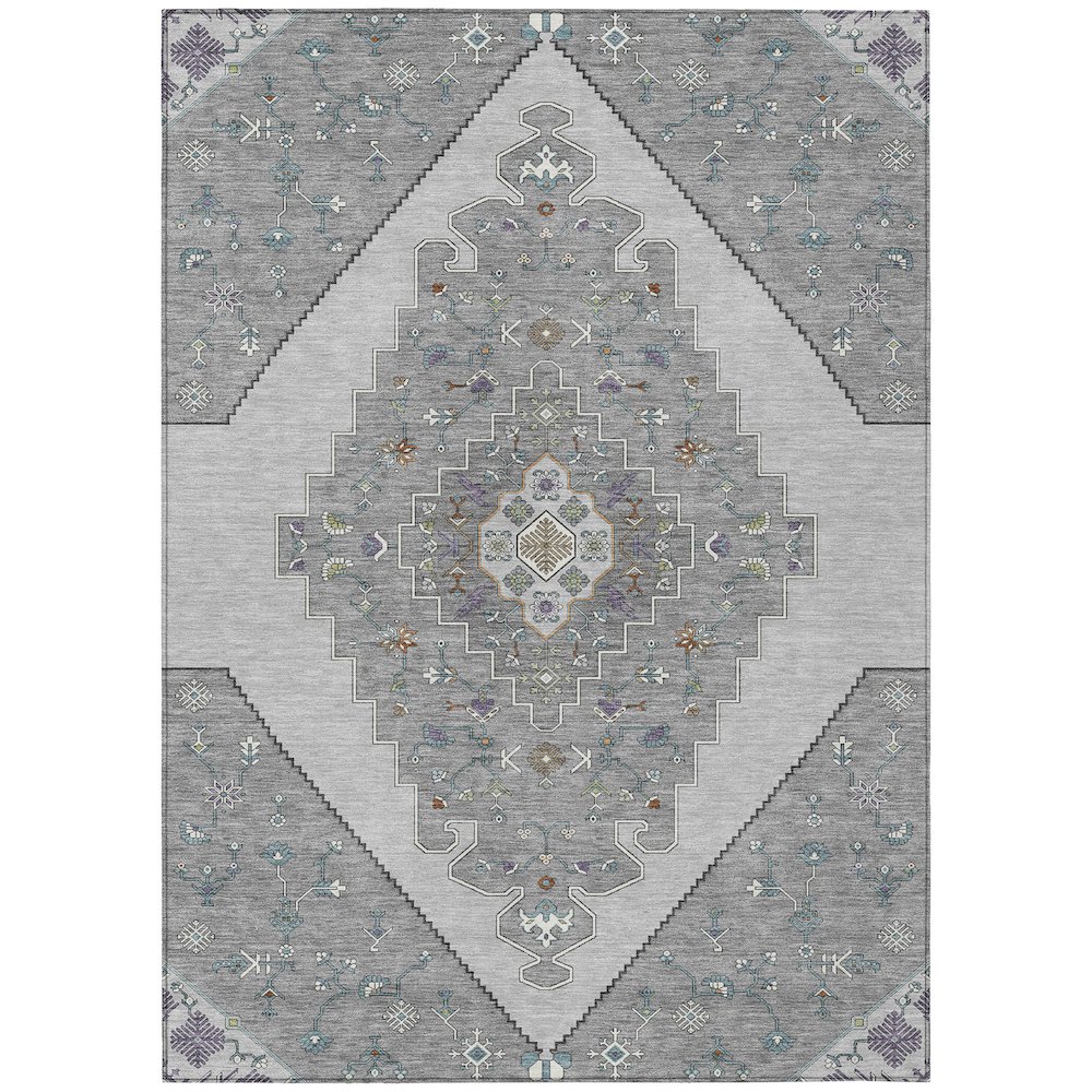 Machine Washable Indoor/Outdoor Chantille ACN2472 Gray 10' x 14' Rug. Picture 1