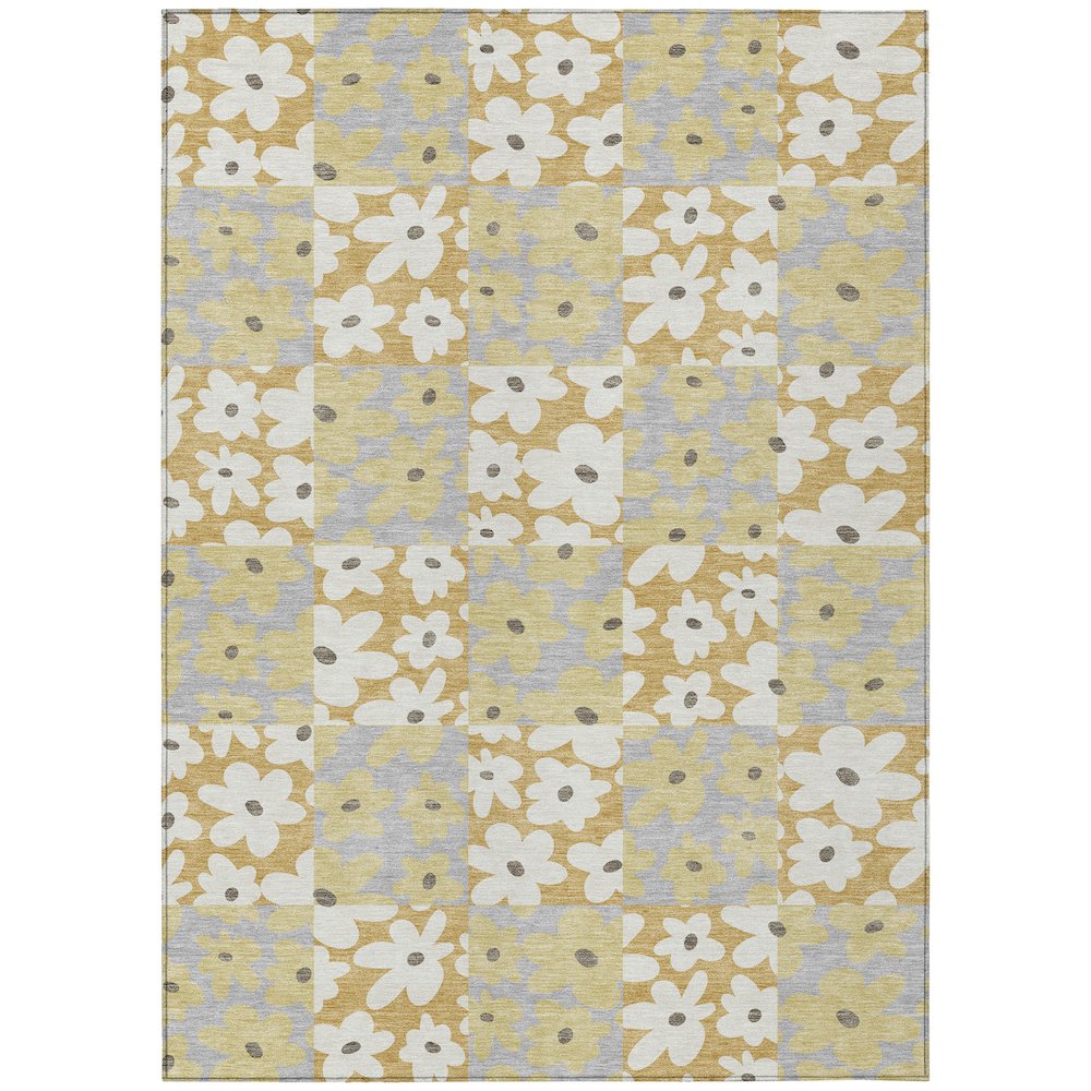 Machine Washable Indoor/Outdoor Chantille ACN2476 Gold 10' x 14' Rug. Picture 1