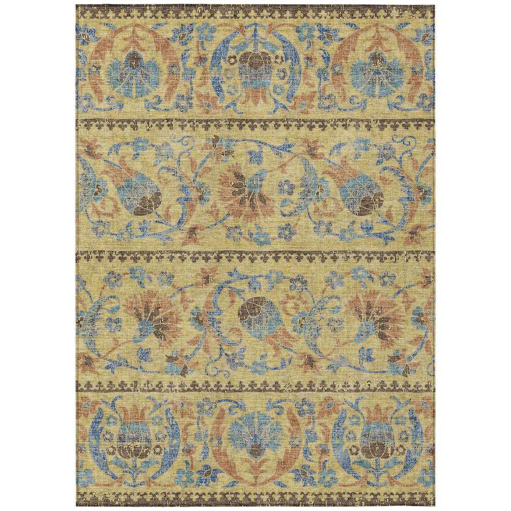 Machine Washable Indoor/Outdoor Chantille ACN2480 Gold 10' x 14' Rug. Picture 1