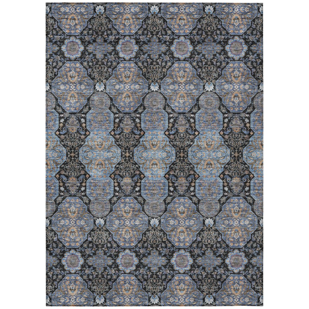 Machine Washable Indoor/Outdoor Chantille ACN2483 Black 10' x 14' Rug. Picture 1