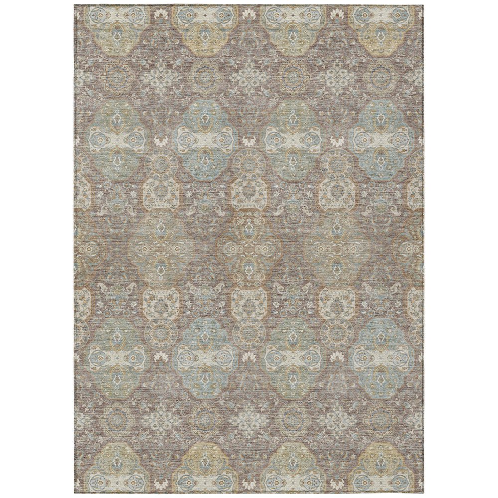 Machine Washable Indoor/Outdoor Chantille ACN2484 Brown 10' x 14' Rug. Picture 1