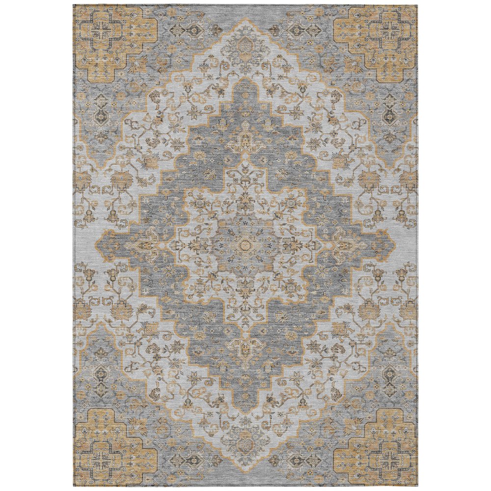 Machine Washable Indoor/Outdoor Chantille ACN2486 Gray 10' x 14' Rug. Picture 1