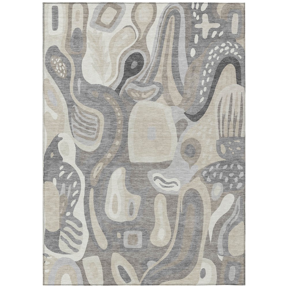 Machine Washable Indoor/Outdoor Chantille ACN2488 Brown 10' x 14' Rug. Picture 1