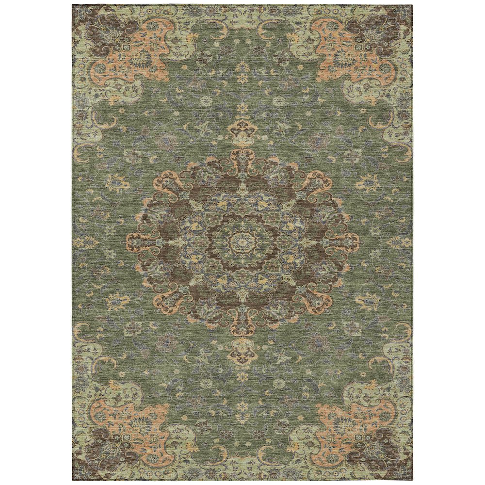 Machine Washable Indoor/Outdoor Chantille ACN2489 Green 10' x 14' Rug. Picture 1
