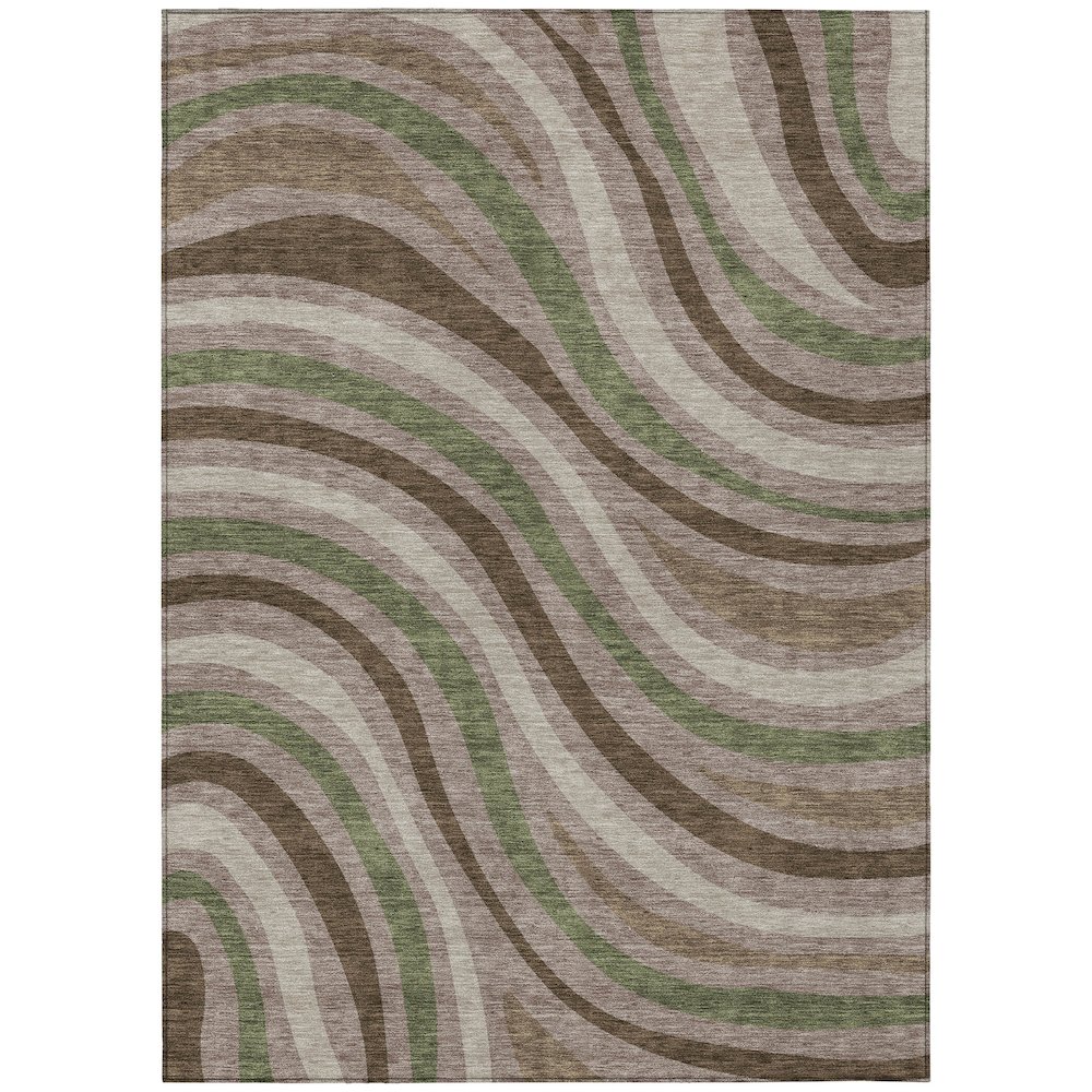 Machine Washable Indoor/Outdoor Chantille ACN2490 Brown 10' x 14' Rug. Picture 1