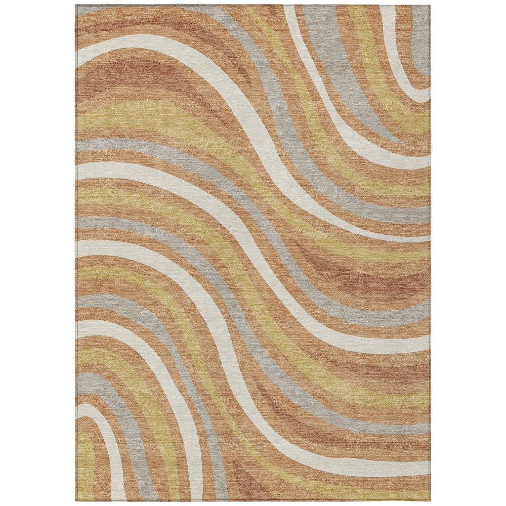 Machine Washable Indoor/Outdoor Chantille ACN2490 Orange 10' x 14' Rug. Picture 1