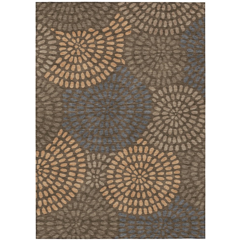 Machine Washable Indoor/Outdoor Chantille ACN2492 Brown 10' x 14' Rug. Picture 1