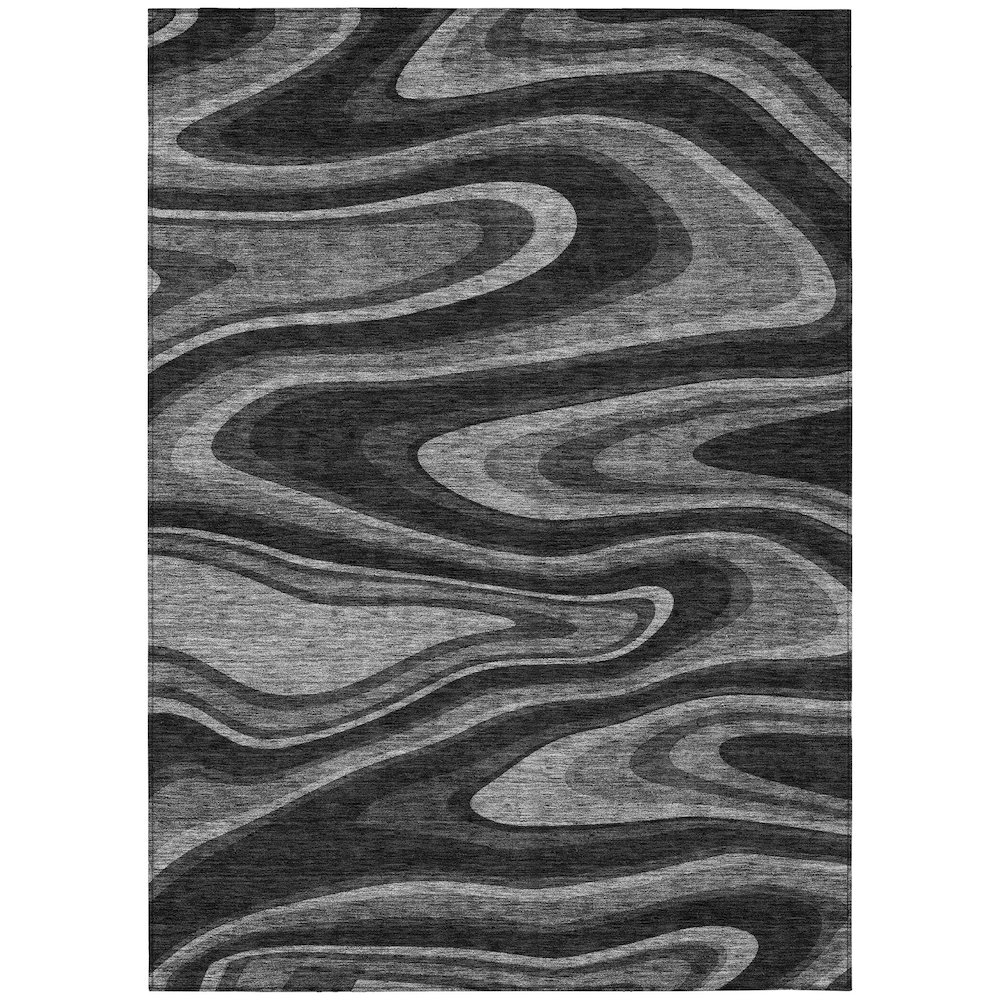 Machine Washable Indoor/Outdoor Chantille ACN2493 Black 10' x 14' Rug. Picture 1