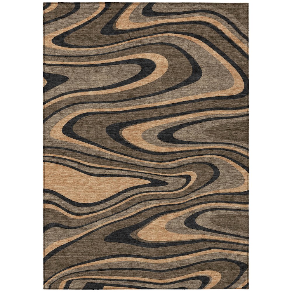 Machine Washable Indoor/Outdoor Chantille ACN2493 Brown 10' x 14' Rug. Picture 1