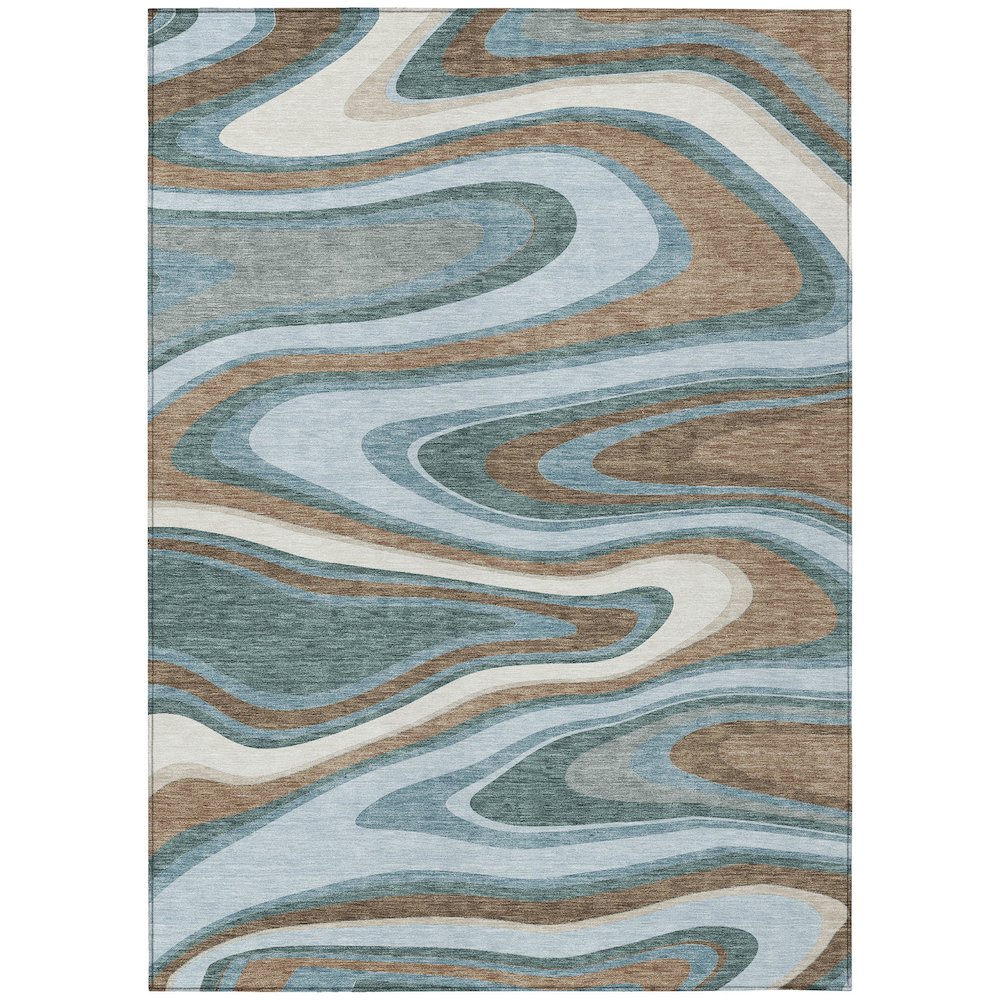 Machine Washable Indoor/Outdoor Chantille ACN2494 Teal 10' x 14' Rug. Picture 1