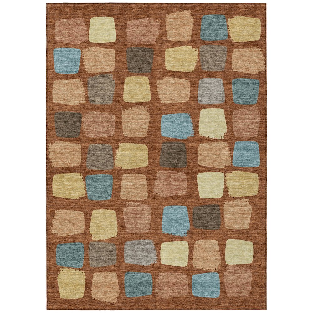 Machine Washable Indoor/Outdoor Chantille ACN2501 Orange 10' x 14' Rug. Picture 1