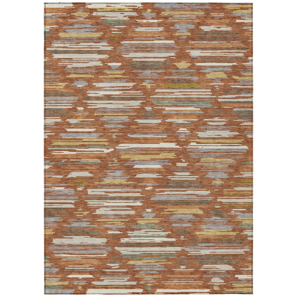 Machine Washable Indoor/Outdoor Chantille ACN2502 Orange 10' x 14' Rug. Picture 1
